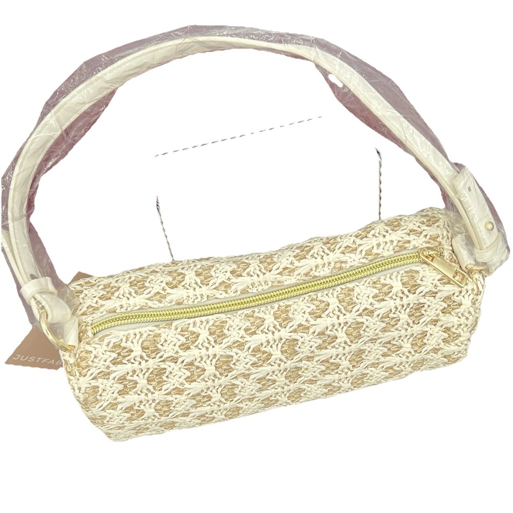 Elegant Small Purse, Tan/Ivory Color With Zip Opening Brand JustFab Any Occasion